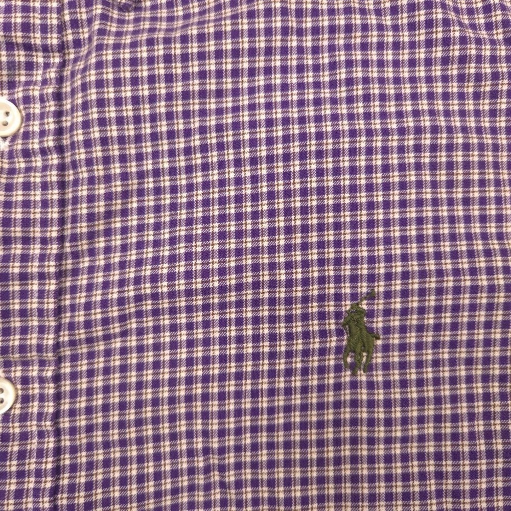 Ralph Lauren Button Down Shirt Men XL Purple Micro Plaid Classic Fit Long Sleeve - Picture 2 of 10